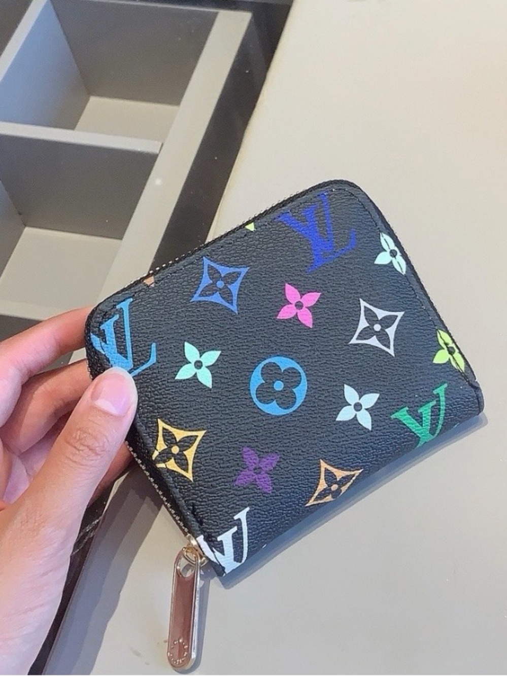 Black monogram Zip Wallet